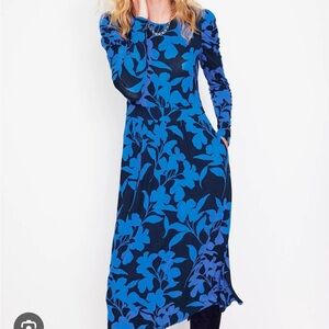 NWT - Boden Navy and Blue Floral Long Sleeve Dress